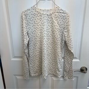 Cuddl Duds Cream Long Sleeve Blouse with Round Neckline size large